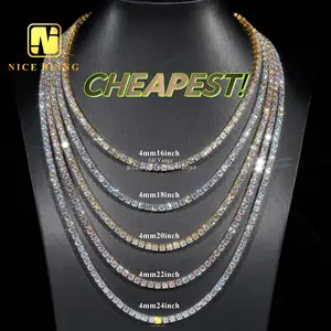 CHEAPEST IN HISTORY Ready Made Full Size Moissanite Chain 18k Gold Plated Necklace Hip Hop Jewelry Tennis Chain Bracelet