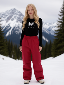 Pantaloni da Sci Rossi da Donna HZL con Chiusura Elastica, 100% Poliestere, Abbigliamento Sportivo per Adulti - Product Image 2