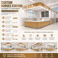 Bureau d'accueil moderne en forme de L pour infirmières, comptoir personnalisé pour hôpital ou clinique avec rangement et éclairage LED