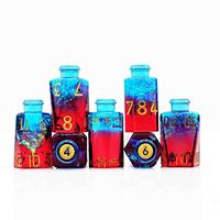 Jeu de dés de bouteille de potion élémentaire magique en résine sculptée avec logo personnalisé pour accessoires de table et de jeux RPG du MDN