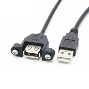 Montaje de Panel USB 2,0 tipo A, Cable de extensión macho A hembra con tornillos de bloqueo de orejas