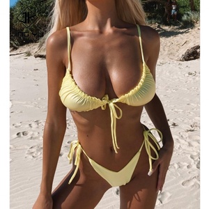 Conjunto de Bikini Micro Clásico de Dos Piezas para Mujer, Estilo Verano 2024, Personalizado, Sexy, con Tanga de Tiras, Color Sólido, Tallas Grandes - Product Image 6