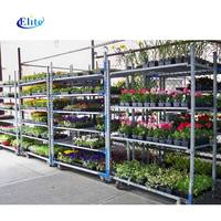 Chariot utilitaire multi-niveaux chromé pour pépinière, support de plantes réglable à quatre roues, présentoir mobile, personnalisable OEM pour jardin