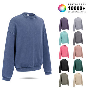 Sudadera de hombre de algodón puro Terry de 430GSM, cuello redondo, estilo batik, lavada, pesada, para invierno, estilo streetwear. - Product Image 3