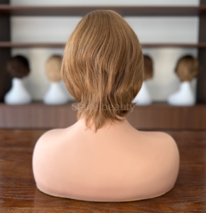 Perruque médicale <span class=keywords><strong>en</strong></span> cheveux naturels non traités, entièrement nouée à la main, <span class=keywords><strong>avec</strong></span> dessus <span class=keywords><strong>en</strong></span> soie et dentelle frontale, pour patients atteints de cancer - Product Image 6