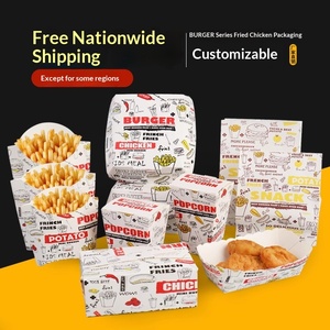 バーガーシリーズ使い捨て耐油紙製包装箱（ハンバーガー、フライドチキン、フライドポテト、ポップコーン用）-卸売 - Product Image 5