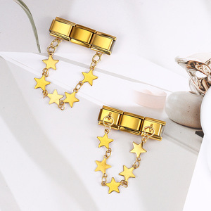 Double-hook Modular Bracelet With Star Pendant Titanium Steel Strap Unisex Everyday Wear - Product Image 3