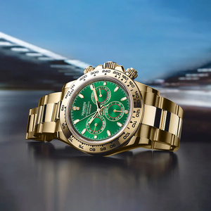 NANKIN Men's Automatic Mechanical <b>Watch</b> Yellow Gold <b>Case</b> 40mm Green Dial Chronograph Sapphire Crystal Luxury Fashion - Product Image 5