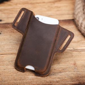 कस्टम लक्जरी चमड़े के फोन केस कमर बैग के लिए टिकाऊ वास्तविक चमड़े का मोबाइल फोन होल्स्टर 5.4 इंच संपर्क परिवार - Product Image 3