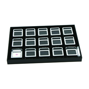 Professional Diamond Display Box with Logo Interchangeable Stone Detail Card and Reversible <strong>Cushion</strong> 15-Slot <strong>Tray</strong> - Product Image 1
