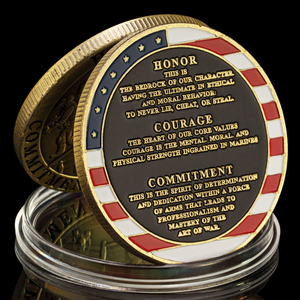 Medalla decorativa de valores centrales inspirada en el Cuerpo de Marines, moneda de recuerdo coleccionable de artesanía de Metal patriótico para exhibición de entusiastas - Product Image 4