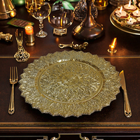 Assiettes de chargeur de 13 pouces pour salle à manger élégante Assiette de chargeur de couleur or pour les fêtes de mariage Assiette de chargeur pour hôtels et banquets