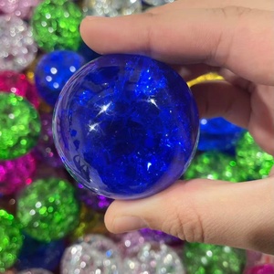 Wholesale Polished Aura Crack Glass Sphere Colorful Glass <b>Ball</b> Healing Crack for Gift Decoration - Product Image 2