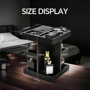 Makeup Organizer Wooden Desktop Storage With 360 Degree Rotating Design For Cosmetic Use - Product Image 5