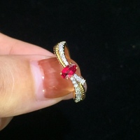Lanphear Bijoux Chaud Populaire Naturel Pigeon Sang Rouge RUBIS Éternité Bague de Fiançailles Unique Esthétique Doigt 18K Bagues En Or