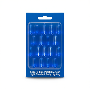 Set di 8 luci a forma di meteora in plastica blu per illuminazione standard per feste - Product Image 1