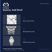 Montre GMT personnalisée Migaga pour homme, avec fenêtre de date, quartz, acier inoxydable, double fuseau horaire, analogique, montre personnalisée