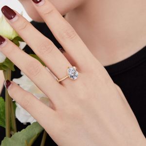Dylam Luxurious Classic Design S925 Silver Hypoallergenic 8A Crushed <b>Iced</b> Cut Zirconia Eternity Band Promise Women <b>Rings</b> - Product Image 4