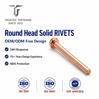 Rivets ronds en cuivre pur TianFang, tige longue et fine pour pièces électriques et électroniques, conformes RoHS, tailles personnalisées