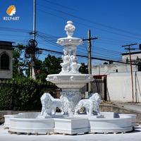 Fontaine d'eau en marbre blanc naturel de grande taille pour jardin extérieur