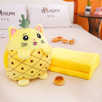 En stock Lion Deer Anime Cartoon Plush Doll Pillow Blanket Double Bed Size Foldable Thick Fleece Soft Customizable