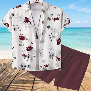 Conjunto de Camisa de Manga Corta y Pantalones Cortos para Hombre, Estilo Vintage, Estampado Completo, Secado Rápido, Transpirable, Cómodo para Uso Diario - Product Image 3