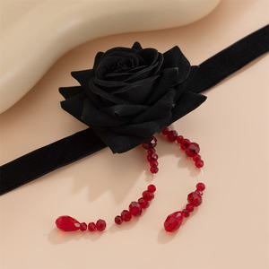 Collares de borlas con forma de gota de sangre de cristal de imitación de Rosa gótica para mujer, abalorios de moda, Gargantilla, cuello, accesorios de joyería de moda - Product Image 4