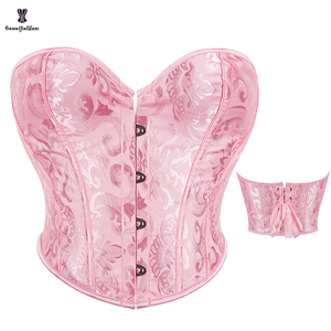 Corsetto Vintage Gotico a Fascia con Lacci, Top Corto in Raso <span class=keywords><strong>Elastico</strong></span> con Stecche, Bustier Taglie Forti 6XL, Tinta Unita da Donna - Product Image 3