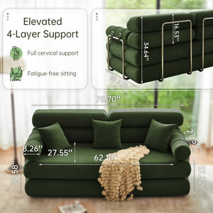 Conjunto de Sala de Estar Moderno, Cómodo Sofá Cama Tipo Futón con Diseño Plegable, Sillones Reclinables de <span class=keywords><strong>2</strong></span> Plazas - Ofertas y Precios de Fábrica - Product Image 1