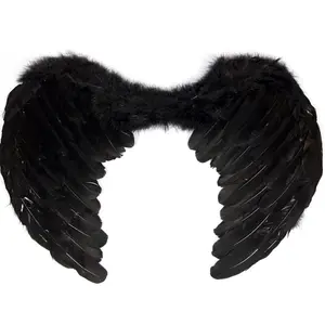 Black Adult Fairy Fabric Angel Wing And Feather Halloween Party Supplies