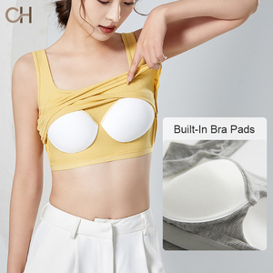 Top Corto da <span class=keywords><strong>Donna</strong></span> con Reggiseno Integrato, Canotta a Costine con Scollo Quadrato, Vestibilità Slim, Senza Maniche, Tinta Unita, Top Estivo Personalizzabile con Logo - Product Image 3
