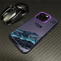 Paysage de montagne enneigé chaud coloré argent mode antichoc couverture arrière coque de téléphone pour iPhone 17 air 16 15 Pro Max 14 13 12 11