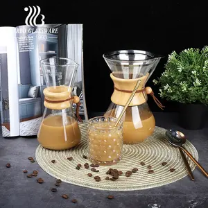 Handmade low MOQ glassware 1500ML heat resistant borosilicate glass coffee maker home coffee shop Espresso coffee glass pot
