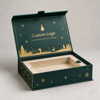 Boîte cadeau rigide de Noël verte personnalisée avec insert et couvercle à charnière pour cadeaux saisonniers, logo personnalisé, OEM, ODM, vente en gros
