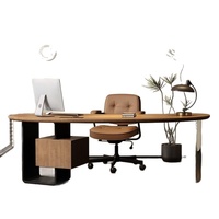 Bureau en bois massif, pliable, pour bureau de direction, poste de travail informatique, avec prise intégrée, table longue créative pour salon et usage domestique