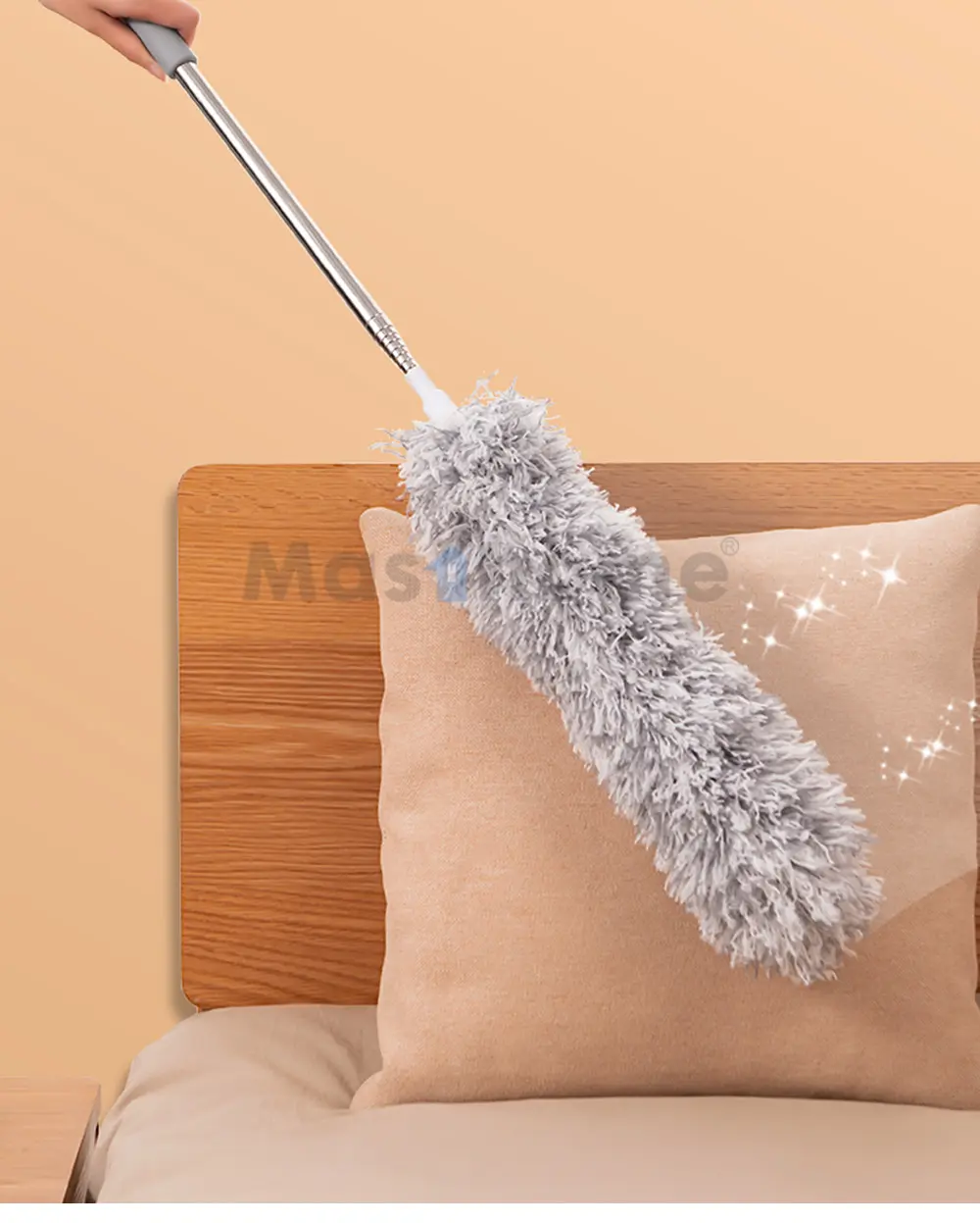 Masthome Telescópica Vassooura Duster Handle Destacável Pena Flexível Microfibra Limpeza Fan Duster