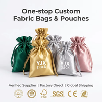 Sac de rangement personnalisé en maille biodégradable avec cordon de serrage, en satin de soie de luxe, petit format, doublé, pour perruques, cadeaux, parfums, vêtements, emballage YJX
