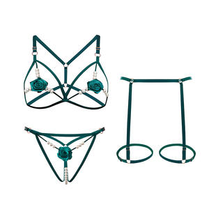 KISS ME ANGEL Floral Lingerie Sexy Dames Ensembles Soutien-Gorge Et Culotte Avec <span class=keywords><strong>Porte</strong></span>-jarretelles - Product Image 5