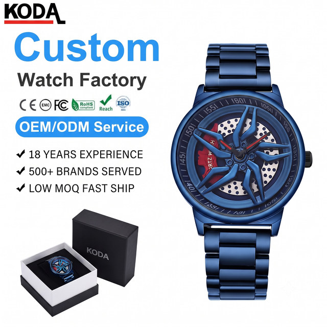 Rotating Watch Alloy Glass Pointer Fashion Stainless Steel Strap Quartz Movement Japan Movt Car Wheel Rim Men's Luxury Watch