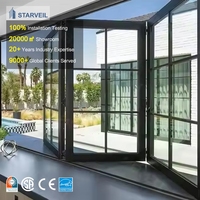 Fenêtre pliante en aluminium certifiée NOA avec persienne, double vitrage, isolation thermique et insonorisation pour une utilisation en cuisine
