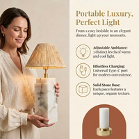 Lampe de table colonne en marbre espagnol personnalisée en usine, ampoule LED rechargeable, batterie 5000 mAh, lampe de bureau LED pour événements, mariages et banquets