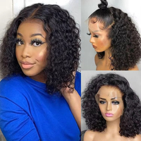 Peluca de Cabello Humano Bob de 10-24 Pulgadas, Densidad 250, 100% Cabello Humano Virgen Vietnamita de Doble Trama, Liso Extremo, con Cierre Frontal de Encaje