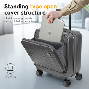 Nouvel arrivage de <span class=keywords><strong>valise</strong></span> à bagages en matériau PC Bagage de <span class=keywords><strong>cabine</strong></span> en <span class=keywords><strong>polycarbonate</strong></span> de 18 pouces avec large chariot à roues pivotantes à ouverture frontale - Product Image 2