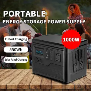 Baterai penyimpanan energi sistem Grid, stasiun daya portabel tenaga surya 1000w 550Wh