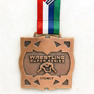 Médaille <span class=keywords><strong>de</strong></span> sport personnalisée <span class=keywords><strong>en</strong></span> alliage <span class=keywords><strong>de</strong></span> zinc moulé sous pression, plaquée <span class=keywords><strong>or</strong></span>, argent, bronze, médaille <span class=keywords><strong>de</strong></span> lutte 3D personnalisée avec ruban - Product Image 4