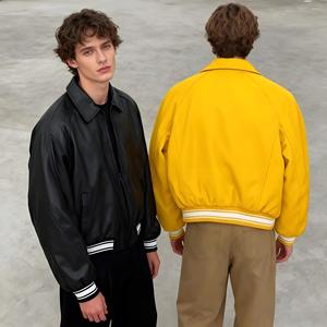 แจ็คเก็ตหนัง PU ขายส่งจากโรงงาน สไตล์ลำลองเรียบง่าย สีดำ สำหรับผู้ชาย เหมาะสำหรับฤดูใบไม้ผลิและฤดูใบไม้ร่วง - Product Image 1