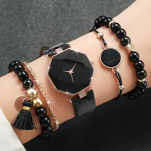 192031 Women's Rhinestone Inlaid Fashionable Minimalist Numerical Flower Dial Quartz Watch