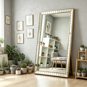Specchio a Figura Intera con Cornice Dorata Personalizzabile nelle Dimensioni, Alta Definizione, Ideale per il <span class=keywords><strong>Soggiorno</strong></span> - Product Image 4