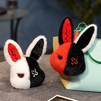 Porte-clés personnalisé en peluche lapin punk, jouet animal en peluche OEM ODM, breloque de sac lapin cool pour cadeau d'Halloween, vente en gros