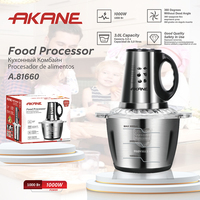 AKANE 3.0L Voedselprocessor 1000W Roestvrijstalen elektrische hakmolen 360 graden mengkeukenmolen A.81660